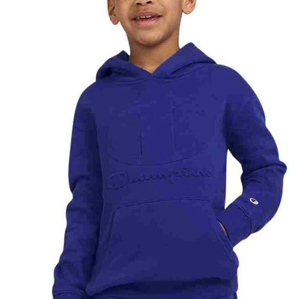 Champion Script Logo Youth Blue Powerblend Pullover Hoodie Size Small (7/8)‎